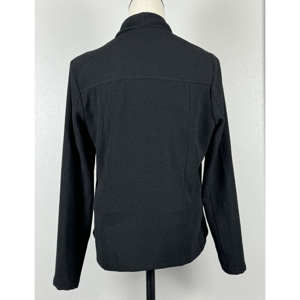 Elodie Womens Size M Black Shacket Asymmetrical Zip Front Jacket Blazer - Picture 4 of 16
